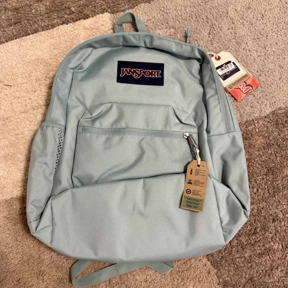 JanSport Cross Town Plus Backpack Faded Sage Green 15in Laptop Sleeve JS0A7ZNZLA